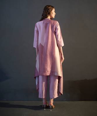Mauve pink long kaftan tail set 3