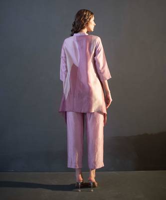 Mauve pink short kaftan tail set 3