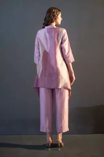 Mauve pink short kaftan tail set