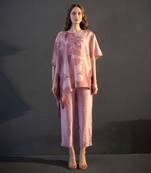 Mauve pink one side kaftan sleeve  set