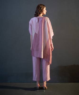 Mauve pink one side kaftan sleeve  set 2