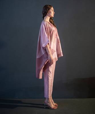 Mauve pink one side kaftan sleeve  set 3