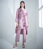 Mauve pink high low kurta set