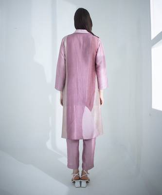 Mauve pink high low kurta set 5