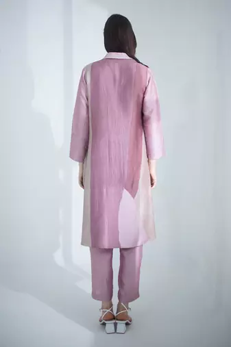Mauve pink high low kurta set