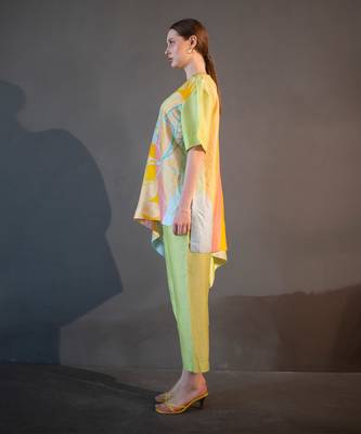 Green & yellow one side kaftan sleeve set 2