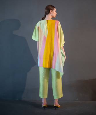Green & yellow one side kaftan sleeve set 3