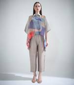 Brown & blue crop top tail set