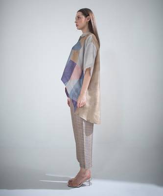 Brown & blue crop top tail set 2