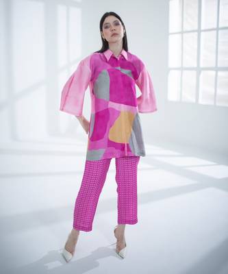 Bright pink long co-ord set 1