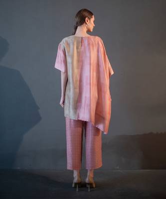 Peach & blue one side kaftan sleeve set 3
