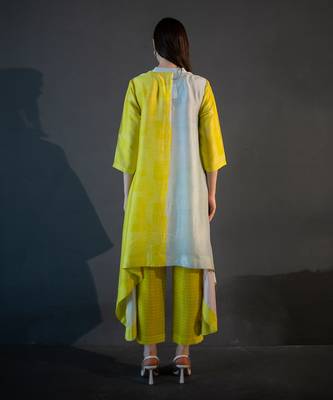 Deep yellow long kaftan tail set 3