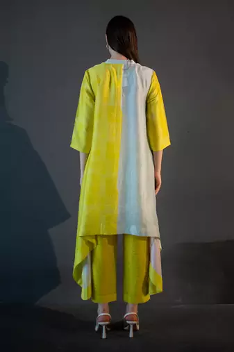 Deep yellow long kaftan tail set