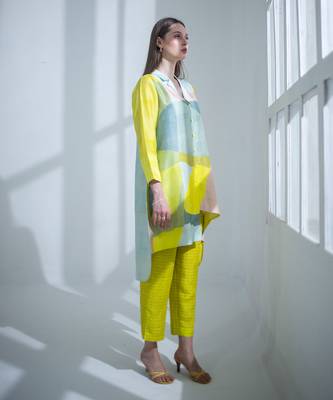 Deep yellow high low kurta set 2