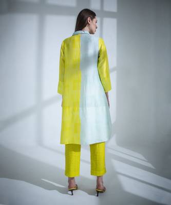 Deep yellow high low kurta set 3