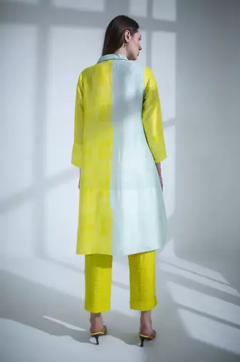 Deep yellow high low kurta set