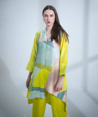 Deep yellow high low kurta set 4