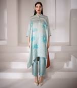Light blue long kaftan tail set