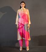 Yellow & pink long straight kurta set