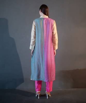 Yellow & pink long straight kurta set 3