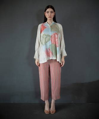 Cream & red short co-ord set 1