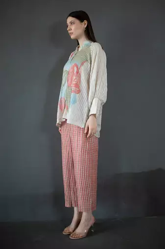 Cream & red short co-ord set