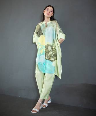 Light green asymmetric kurta set 2