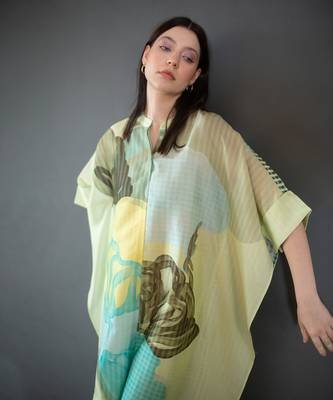 Light green asymmetric kurta set 3