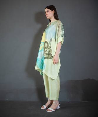 Light green asymmetric kurta set 4