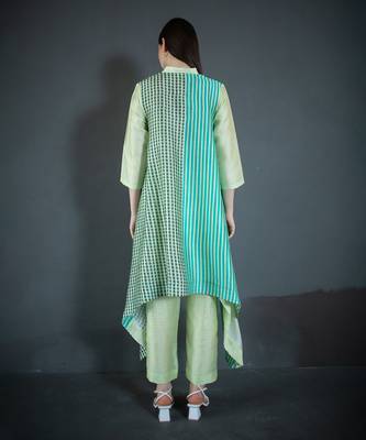 Light green long kaftan tail set 3