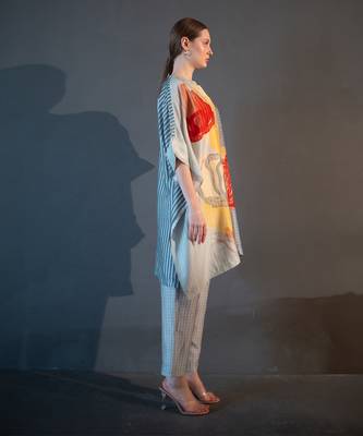 Light grey asymmetric kurta set 2