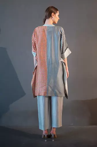 Light grey asymmetric kurta set