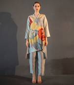 Light grey high low kurta set