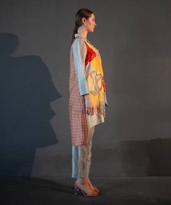 Light grey high low kurta set 2