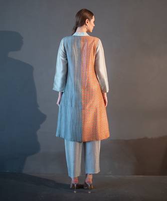Light grey high low kurta set 3