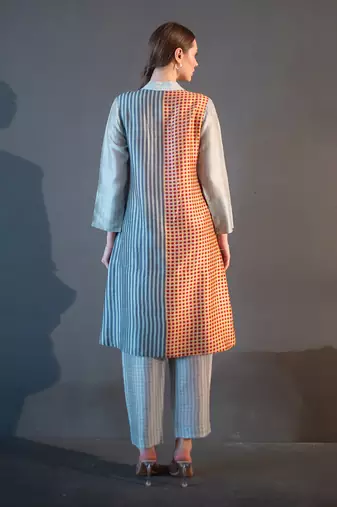 Light grey high low kurta set