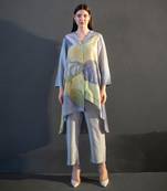 Grey & yellow high low kurta set