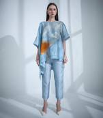 Light blue one side kaftan sleeve set