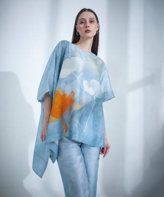 Light blue one side kaftan sleeve set 3