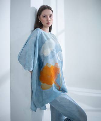 Light blue one side kaftan sleeve set 4