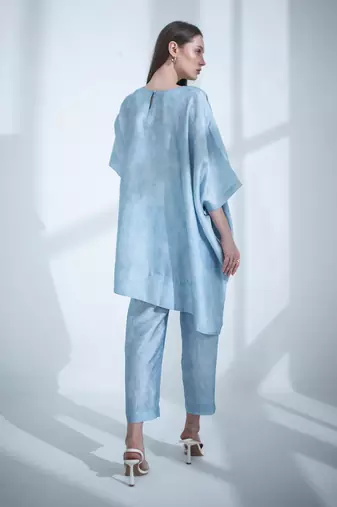 Light blue one side kaftan sleeve set