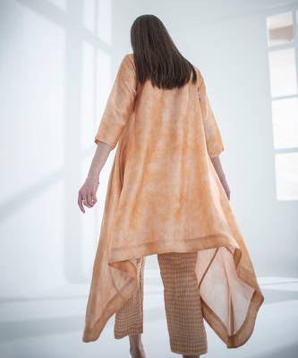Light peach high low kaftan set 4