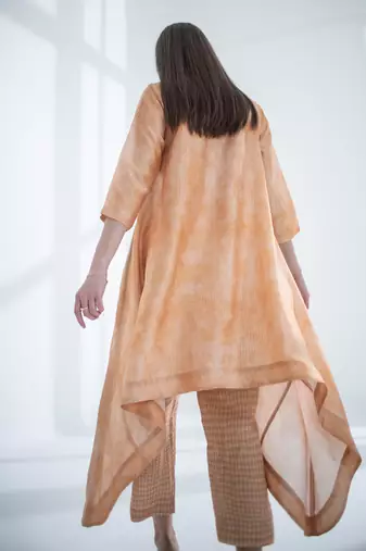 Light peach high low kaftan set