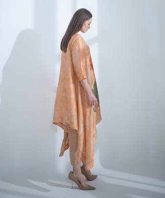 Light peach high low kaftan set 5