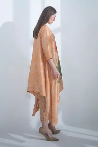 Light peach high low kaftan set