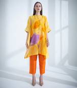 Yellow & orange asymmetric kurta set