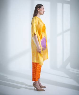 Yellow & orange asymmetric kurta set 2