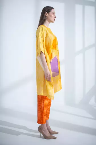 Yellow & orange asymmetric kurta set