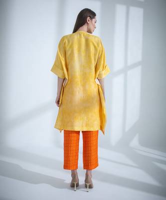 Yellow & orange asymmetric kurta set 4