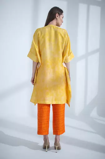 Yellow & orange asymmetric kurta set